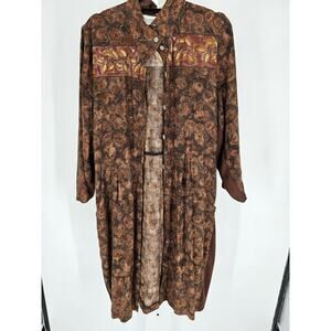 Vtg Halmode Womens Sz MP Petite Midi length Button Up Shirt Dress Brown
